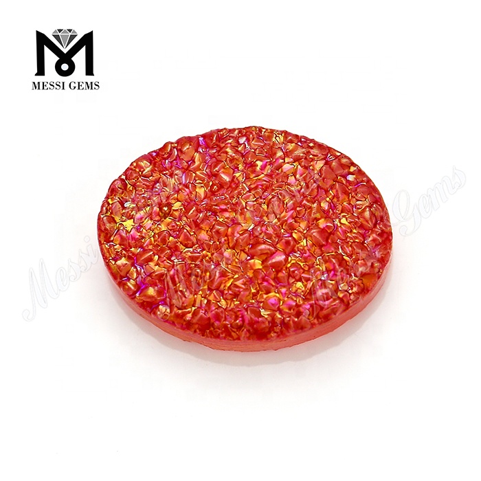 Precio de fábrica, color rojo, forma ovalada, piedra de cabujón de ágata druzy natural
