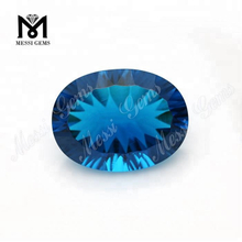 Venta al por mayor de piedras preciosas de cristal azul de corte cóncavo sintético de 15x20
