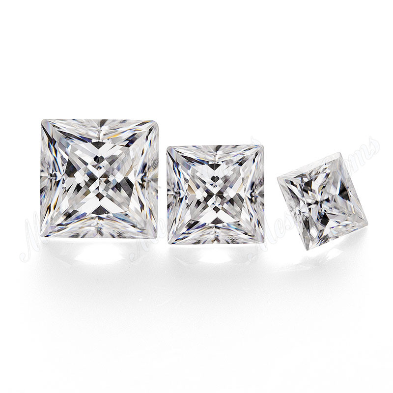 Venta al por mayor def moissanite diamante blanco corte princesa 5.5x5.5mm por quilate precio moissanite suelto
