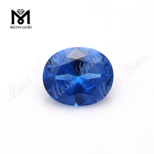 Piedra de espinela azul sintética 120# de corte a máquina de 9x11 mm de forma ovalada