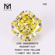 GID22000372 1.148CT CVD RADIANT CUT FANCY VIVID YELLOW VS1 EX EX Diamantes sintéticos Precio al por mayor