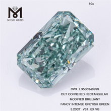 3.23CT VS1 EX VG CORTE CORNERADO RECTANGULAR Diamante de laboratorio verde elegante Cvd LG586346999 