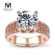 Anillo de oro moissanite personalizado de boda de oro rosa de 1,5 quilates para mujer
