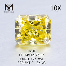 Diamantes de laboratorio amarillos de 1,04 ct talla radiante VS2 