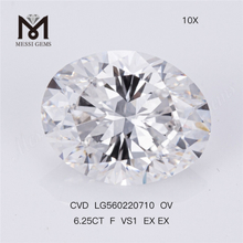 6.25CT F VS1 EX EX CVD OV diamante artificial más grande IGI precio al por mayor