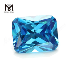Circonita cúbica aguamarina de 10x14 mm con corte octágono a máquina en piedra preciosa suelta
