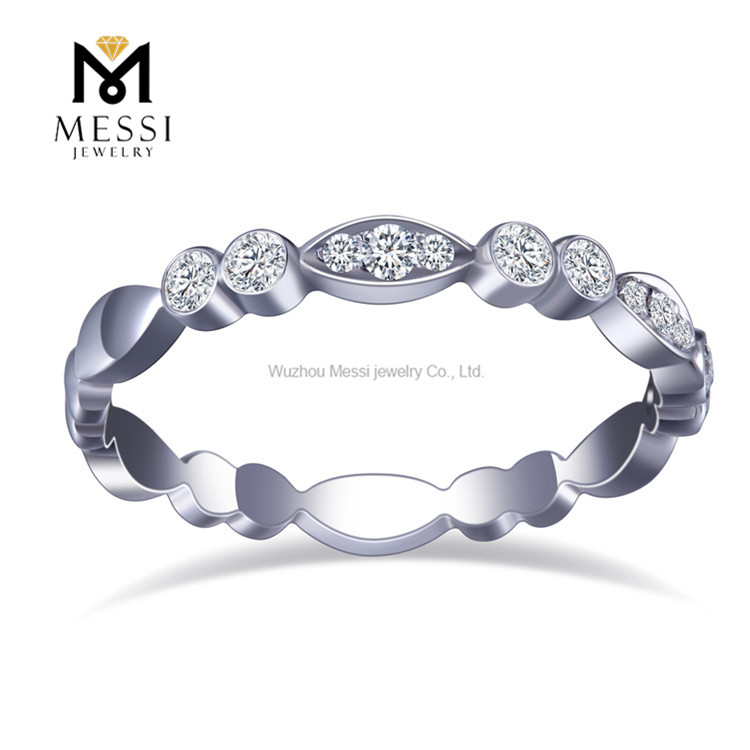 Juego de bisel de oro de 18 quilates Anillo de moissanita Anillos de compromiso de moissanita de oro blanco para mujer