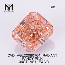 1.34ct diamantes de laboratorio al por mayor rosa RADIANTE FANCY PINK VS1 EX VG CVD AGL22080764
