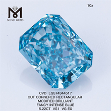 5.22CT VS1 VG EX RECTANGULAR FANCY AZUL INTENSO CVD 5ct diamante azul LG574344517