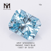 1.03CT SI1 RADIANT FANCY BLUE Diamante cultivado en laboratorio de 1ct HPHT NF303230014