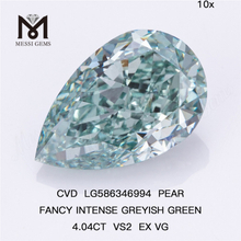 Diamantes cultivados en laboratorio verde elegante de 4 ct PERA LUJOSO VERDE GRISICO INTENSO VS2 EX VG CVD LG586346994