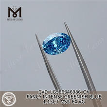 1.15CT OV FANCY INTENSO AZUL VERDE VS2 EX VG Blue Lab Diamond CVD LG586346986