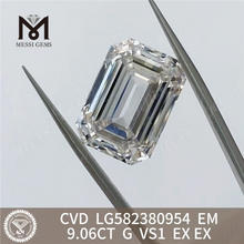 9.06CT G VS1 EM corte EX EX esmeralda diamante creado en laboratorio CVD LG582380954