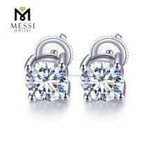 Pendientes de diamantes cultivados en laboratorio de corte brillante redondo D VS2 de oro blanco de 18 quilates de 1,01 quilates para mujer