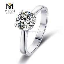 Anillo solitario moissanite de 1 quilate para joyería de anillo de bodas de compromiso en anillo de plata de ley 925