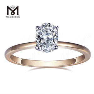 Anillo de diamante solitario de laboratorio con forma OVALADA de 1CT D VVS para mujer
