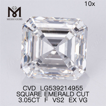 3.05ct F vs2 diamante de laboratorio suelto barato diamante cultivado en laboratorio de corte asscher