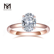 Anillo de bodas con solitario de compromiso en oro rosa de 18 k con diamantes de laboratorio de 1,39 quilates