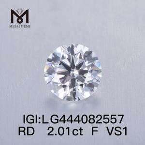 Diamante cultivado en laboratorio redondo talla F VS1 EX de 2,01 quilates