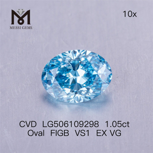 Diamante cultivado en laboratorio azul VS1 de talla ovalada de 1,05 ct