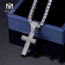 Colgante clásico de hip hop, collar cruzado de latón/cobre/plata para padre