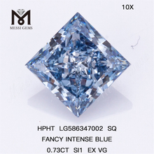 0.73CT SI1 EX VG SQ HPHT Diamante HPHT azul intenso elegante LG586347002